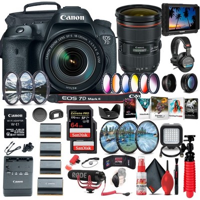 Canon EOS 7D Mark II DSLR Camera W/ 18-135mm f/3.5-5.6 IS USM Lens & W-E1