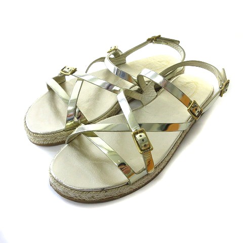Women 6.5US Tod'S Strap Sandals Espadrille Metallic Silver 37 Women'S