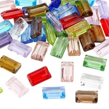 PH PandaHall 52pcs 13 Colors Faceted Glass Beads Flat Rectangle Crystal Beads...