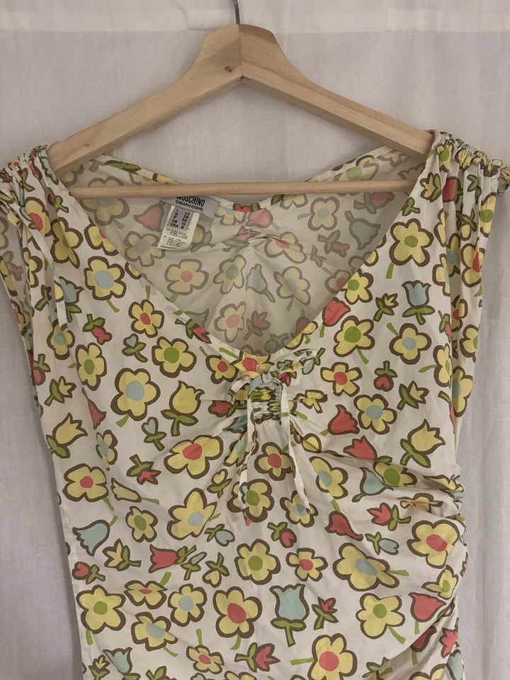 Moschino Cheap&Chic Cotton Summer Dress Yellow Flowers Size USA 8 - Image 2 of 4