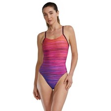 TYR Azama Durafast Elite Cutoutfit Swimsuit Women - Pink Ombre Size M 32 - B1
