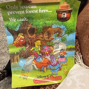 Vtg SMOKEY BEAR DISNEY GUMMI BEARS 20 x 24"  Poster Only You Can Prevent ....
