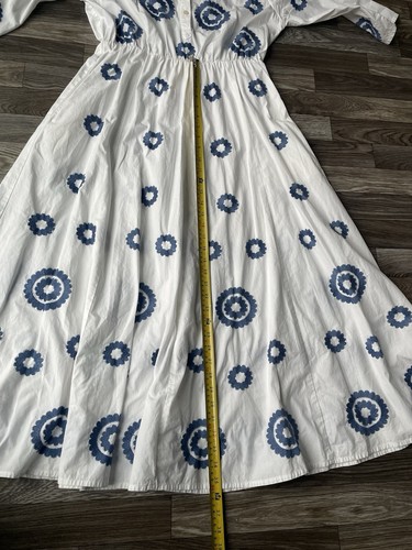 Nimo Midi With Love Dress Women XL Fit & Flare Blue White Embroidered Tuckernuck - Picture 10 of 11