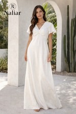 Show Me Your Mumu, Rome Twist Gown in Ivory  Luxe Satin Size Large