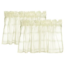 2Pcs Window Valance, 51x16 Inch Valance Curtains for Windows, Beige