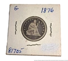 1876 Seated Liberty Silver Coin 25c Collection Quarter