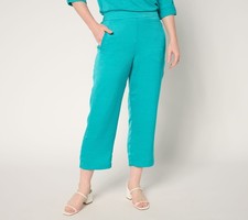 nicole by Nicole Miller Women's Petite Pants PM Pull-On Textured Green A689900