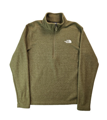 North Face Brown Fleece Cap Rock Textured 1/2 Zip Pullover Jacket Mens Small S