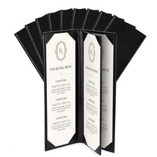 WeChef 10 Pcs 4.25x14" Leather Restaurant Menu Covers 4 View Wine List Bar