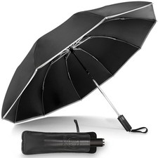 Umbrella for Rain Compact with 360  Reflective Stripe - Travel Automatic Umbr...