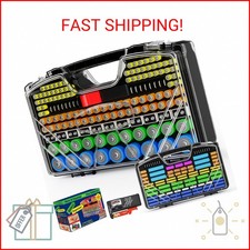 Battery Organizer Storage Holder Box Case with Tester, New Ultra-Large 285 Batte