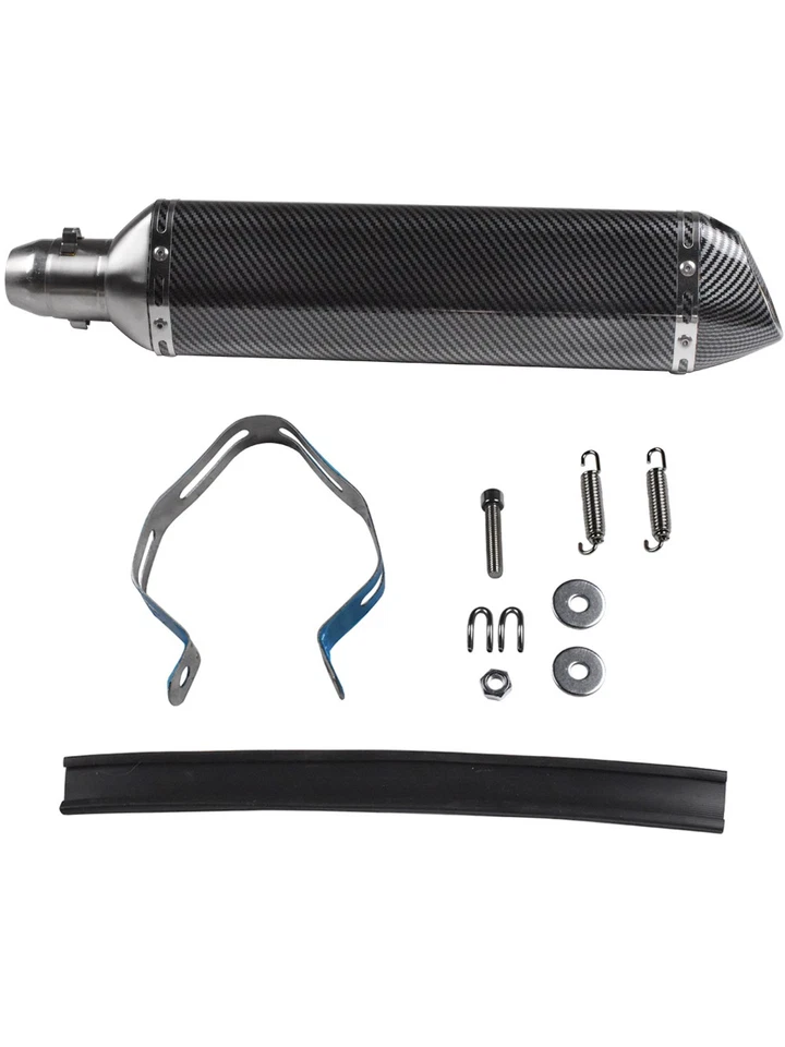 Tubo de escape de fibra de carbono de acero inoxidable 51 mm universal para motocicletas Foto 3 de 4