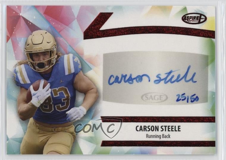 2024 Sage Aspire Red 25/50 Carson Steele #ASP-CS Rookie Auto RC 0i0h