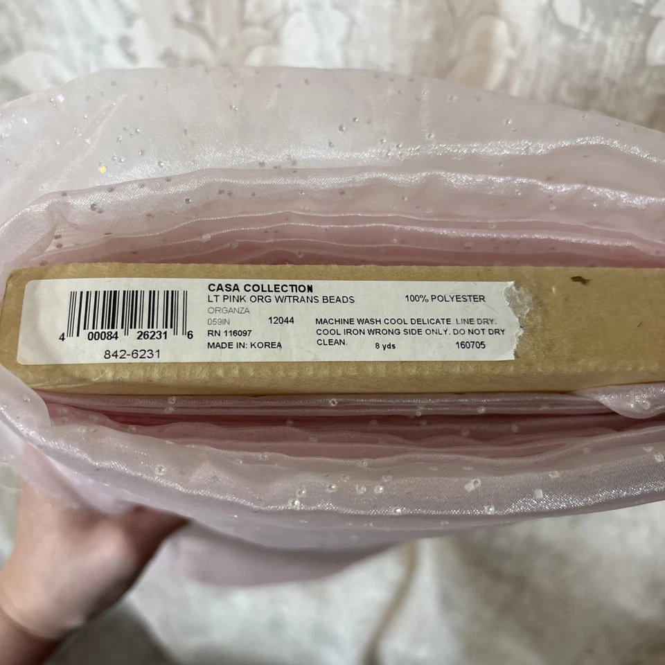 Tela Organza Colección Casa Tela Rosa Con Cuentas Aproximadamente 6 Yardas Foto 4 de 4