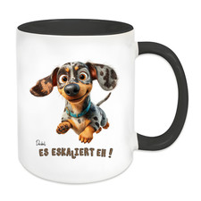 Lustige Sprüche Tasse, Es eskaliert eh, Dackel, Tigerdackel, A6702
