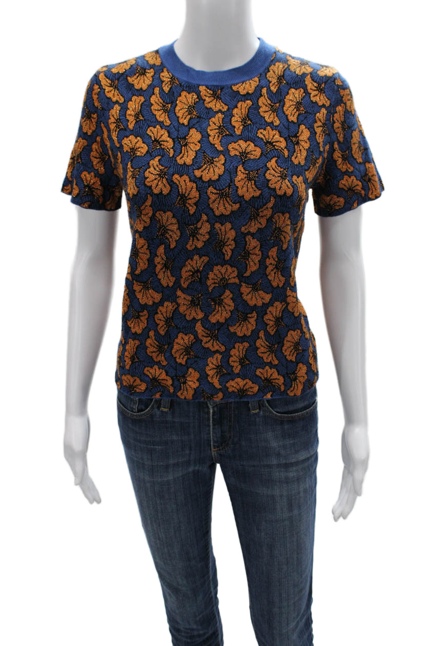 Weekend Max Mara Womens Floral Short Sleeve Crew Neck Viscose T-Shirt Size SFree Shipping in US $100+ Orders | $6.95 Orders Below