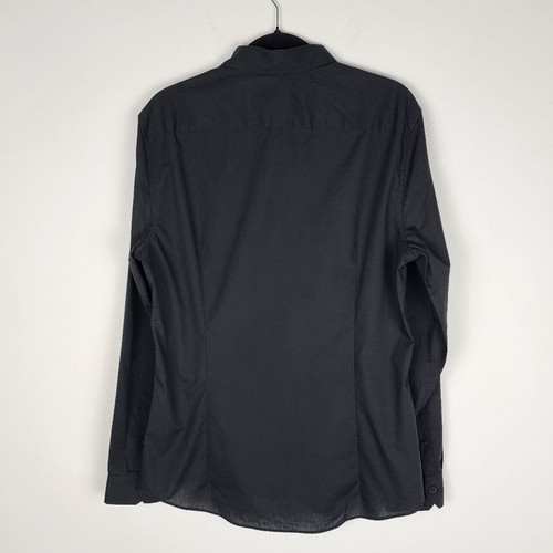 Camisa de vestir H&M ajustada negra con botones para hombre talla L - Imagen 5 de 12