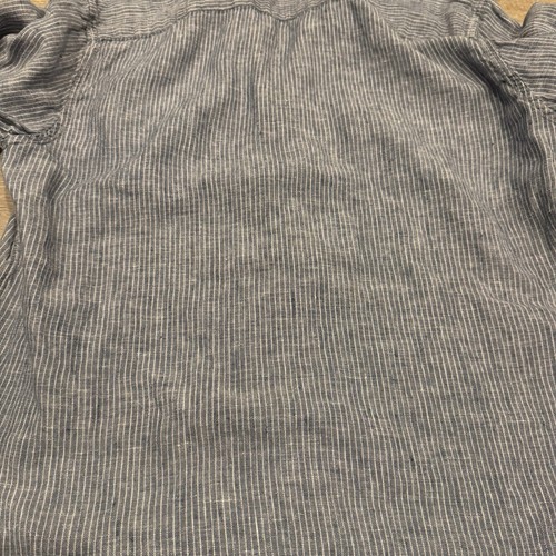 EVERLANE Men’s S 100% Linen Button Down Shirt Gray Stripe Long Sleeve Pocket - Picture 5 of 7