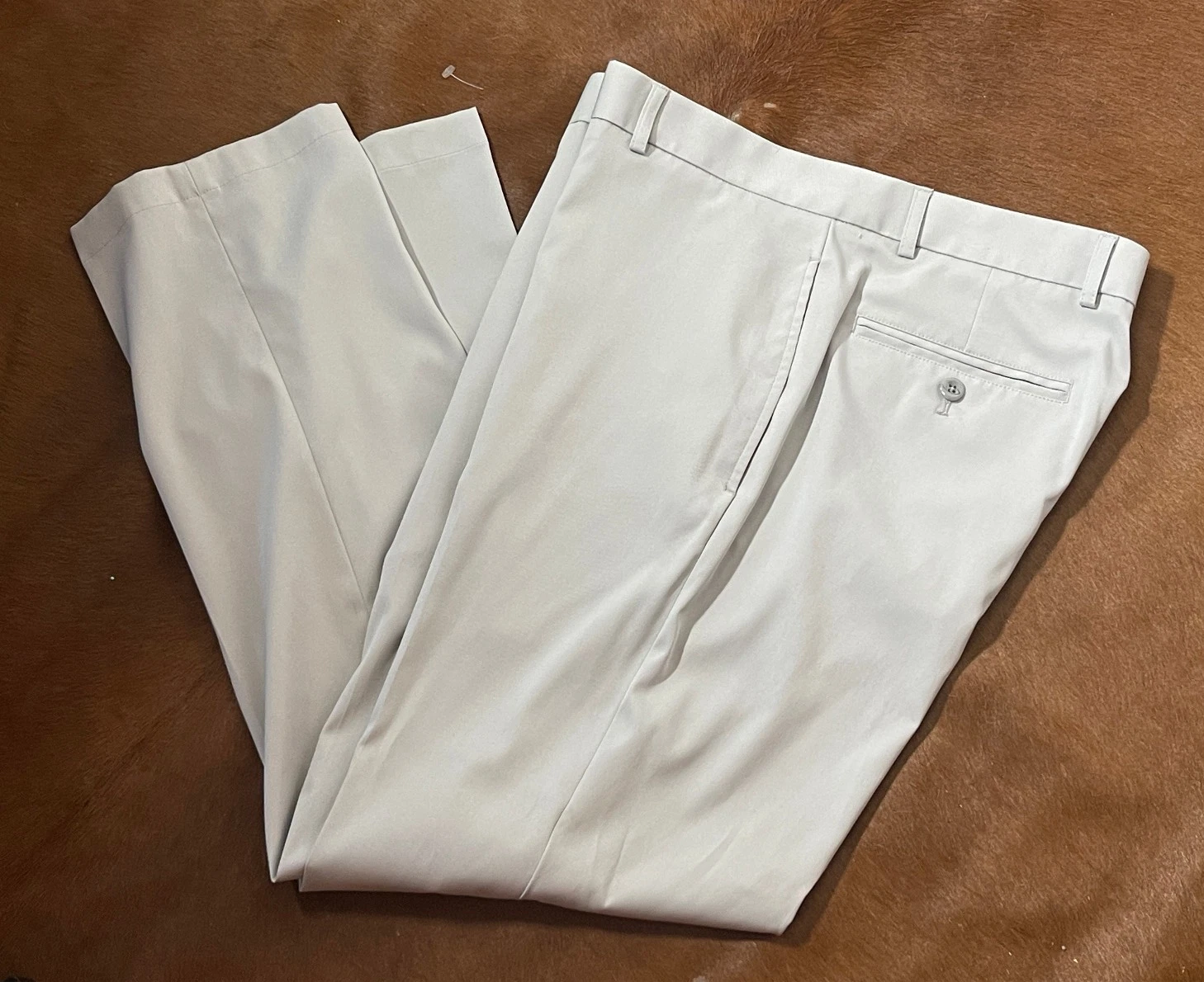 Slazenger Mens Pants 34 x 30 in Golf Belted Pockets Stretch Polyester Hemmed