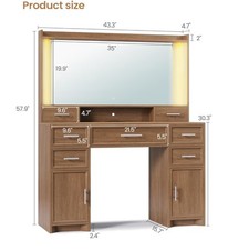 Desk with Mirror and Lights, Makeup Vanity Desk with Lights, Large Mirror.