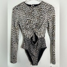 NWT HURLEY One Piece Leopard Print Long Sleeve Bathing Suit