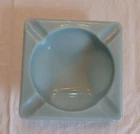 Vtg FIRE KING Anchor Hocking Delphite Turquoise Blue Glass Square Ashtray MCM