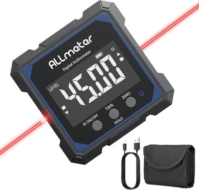 ALLmeter USB Wiederaufladbarer Digitaler Winkelsucher Laser 4-seitig Magnetisch