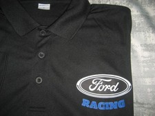 Men's Golf Polo style collared black 3 button Ford Racing design shirt New WOT