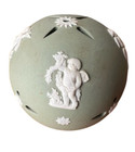 Wedgwood Sage Green Jasperware Pomander with white Cherubs and floral relief — photo 5
