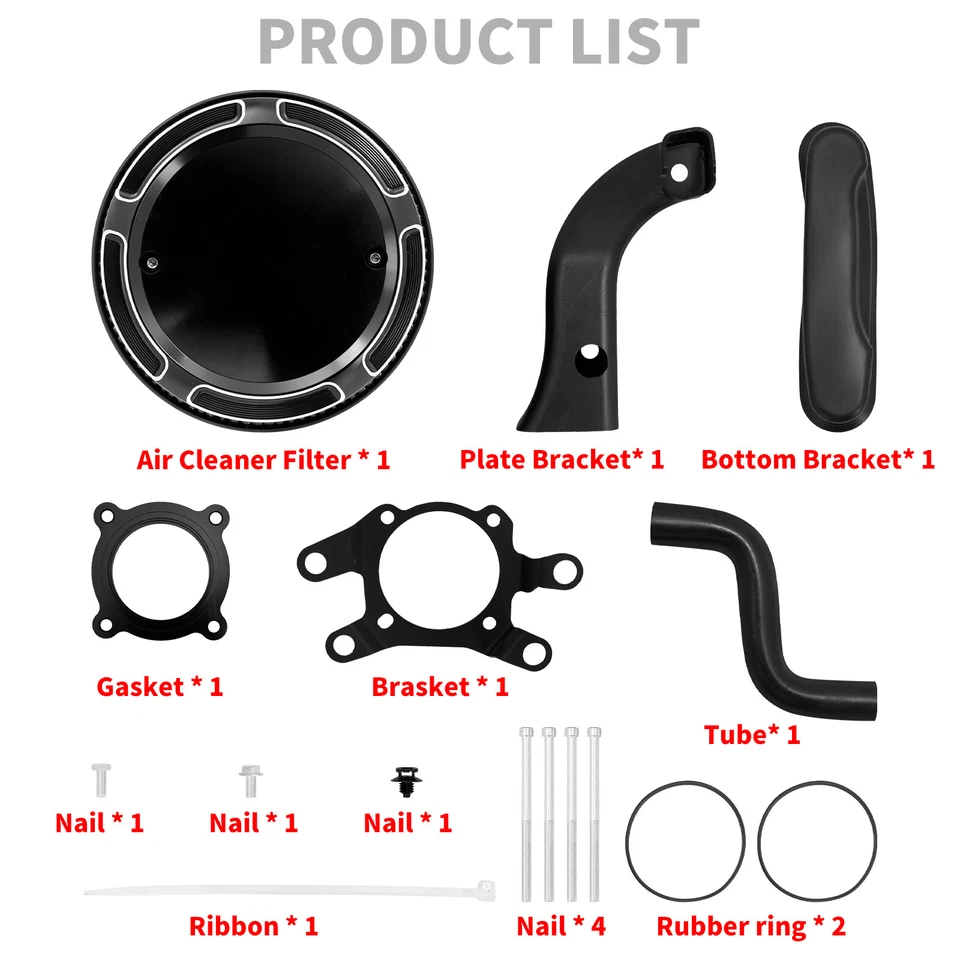Black Air Cleaner Filter High Flow Intake Fit For Indian Vintage Chief Chieftain - Image 2 of 4