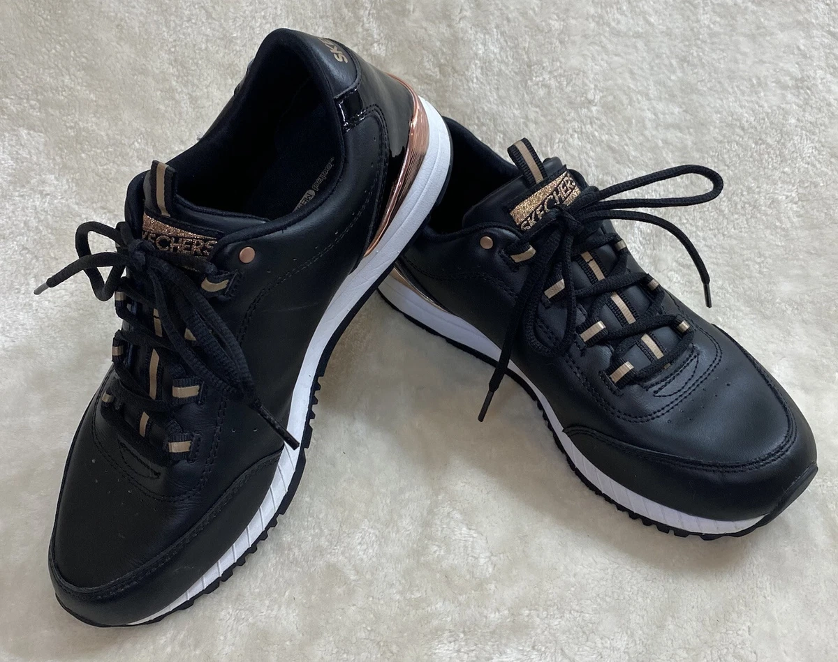 Sketchers black and rose gold 2025