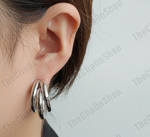 Fake Clip On Earrings Ear Crystal Silver Non-piercing Zircon Unisex Clip-on Gift - Picture 4 of 5