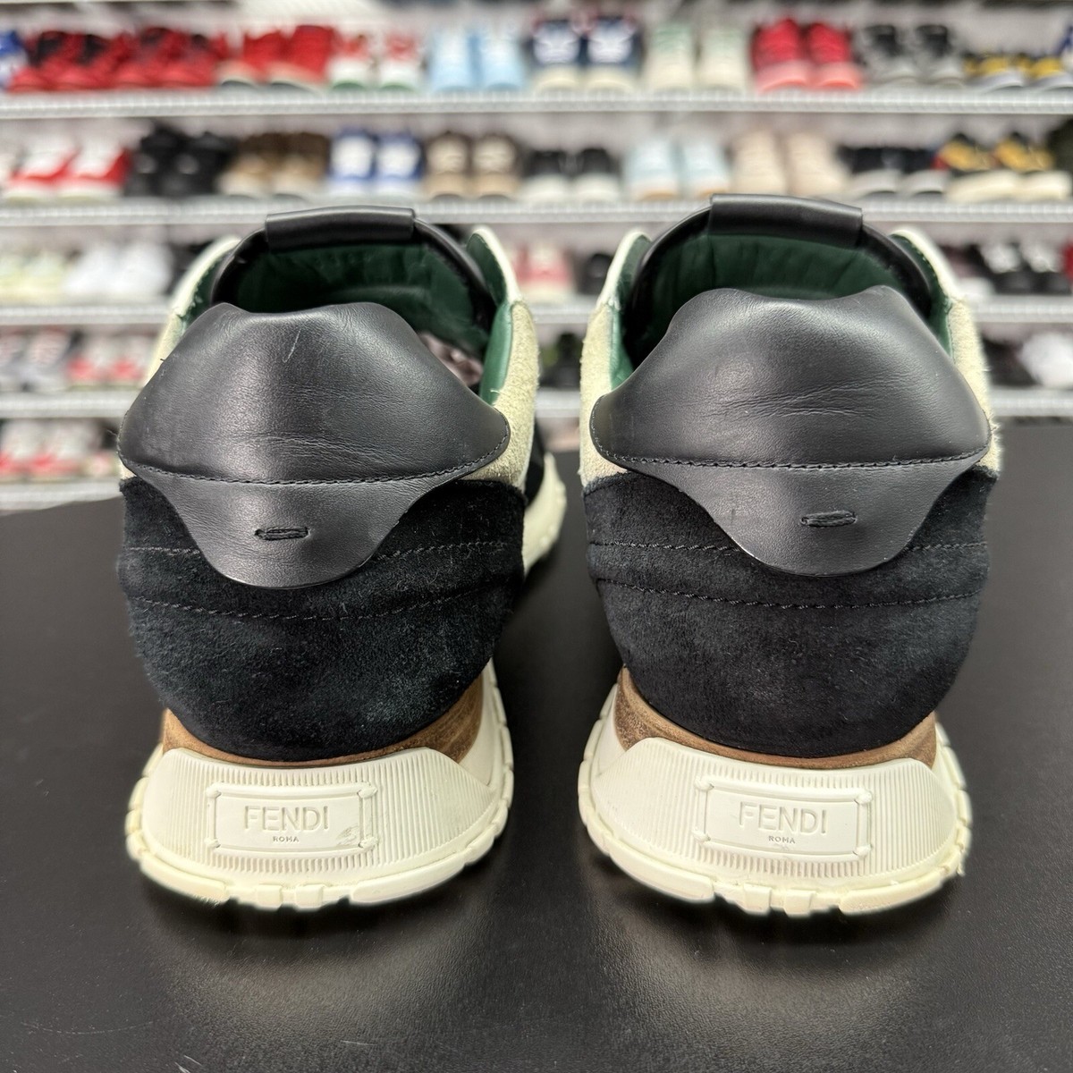 Fendi FF Logo Low Top Trainers Green Ivory Black  Men’s US Size 9.5 Fendi FF Logo Low Top Trainers Green Ivory Black Men main image 2
