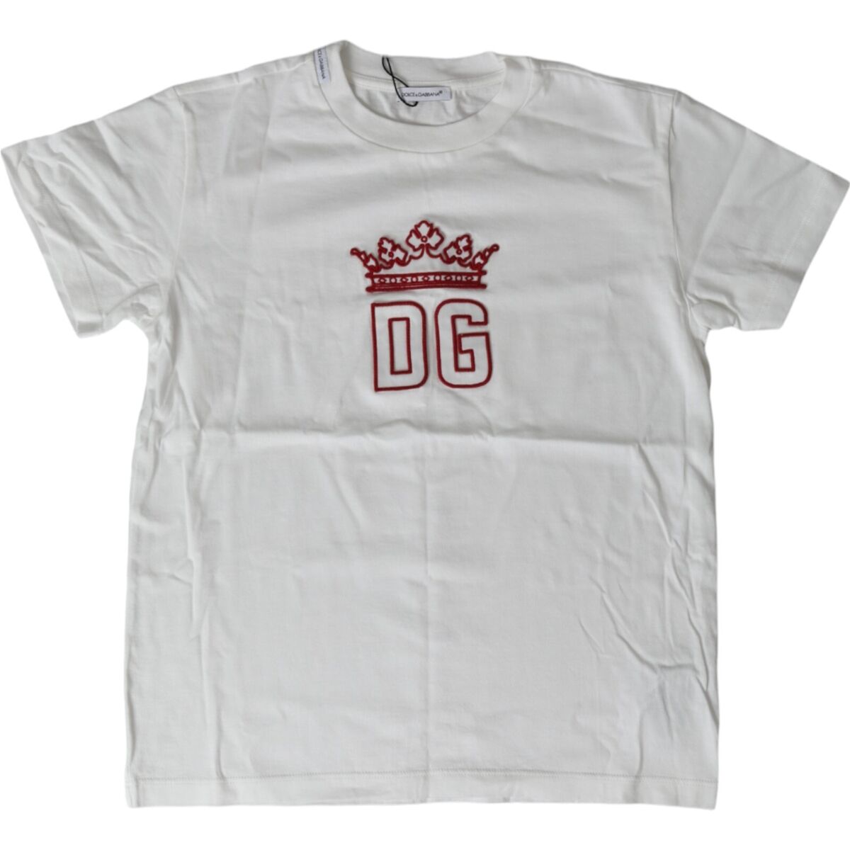 DOLCE & GABBANA Kids T-shirt White DG Crown Cotton Crew Neck DOLCE & GABBANA Kids T-shirt White DG Crown Cotton Crew Neck