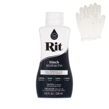 Black Fabric Dye Kit for Easy Tie Dye Projects 8 oz Bottle and Gloves