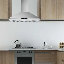30 inch 760 CFM Wall Mount Range Hood Stainless Steel Stove Cook Vent LED Silver