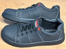 Image of New in Box Work Shoes Leather Black Safety Trainers. Size 9 Steel toe cap Unisex