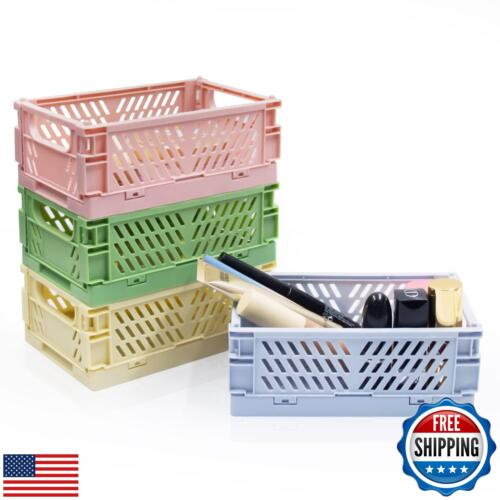 Xhwykzz 4 Pack Mini Foldable Plastic Small Baskets for Organizing and Storage