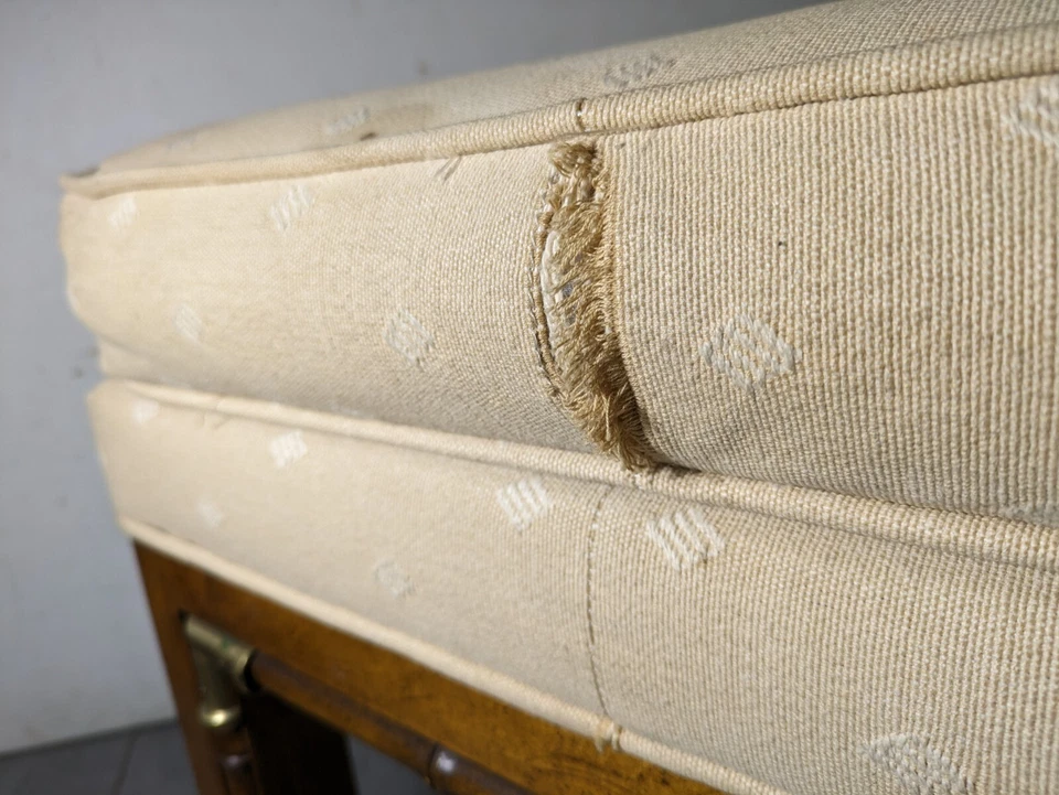 Taburete otomano de latón madera de haya imitación bambú vintage años 60 asiático MCM Foto 4 de 4