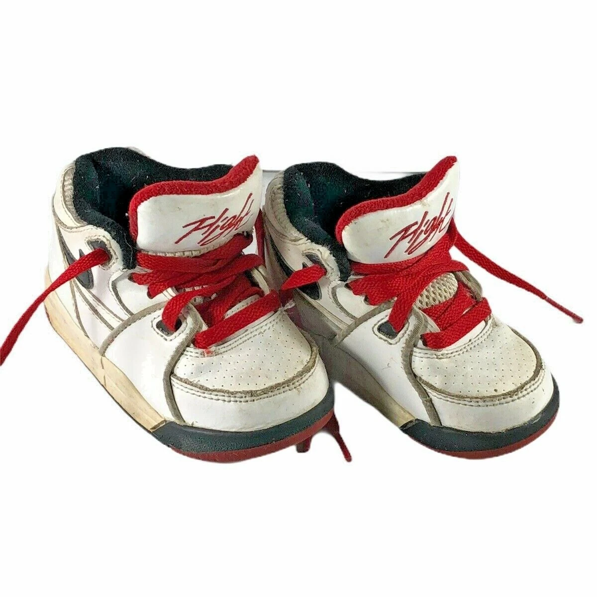 Nike Flight Toddler Size 6C Leather High top Sneakers White Red Lace up Shoes