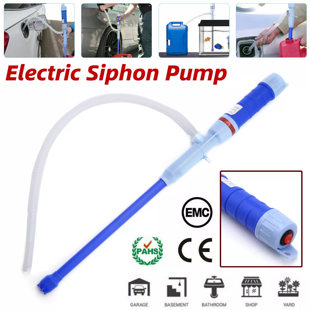 Electric Water Siphon Pump Liquid Transfer Gas Oil Fish Tank Battery  Operated US | eBay