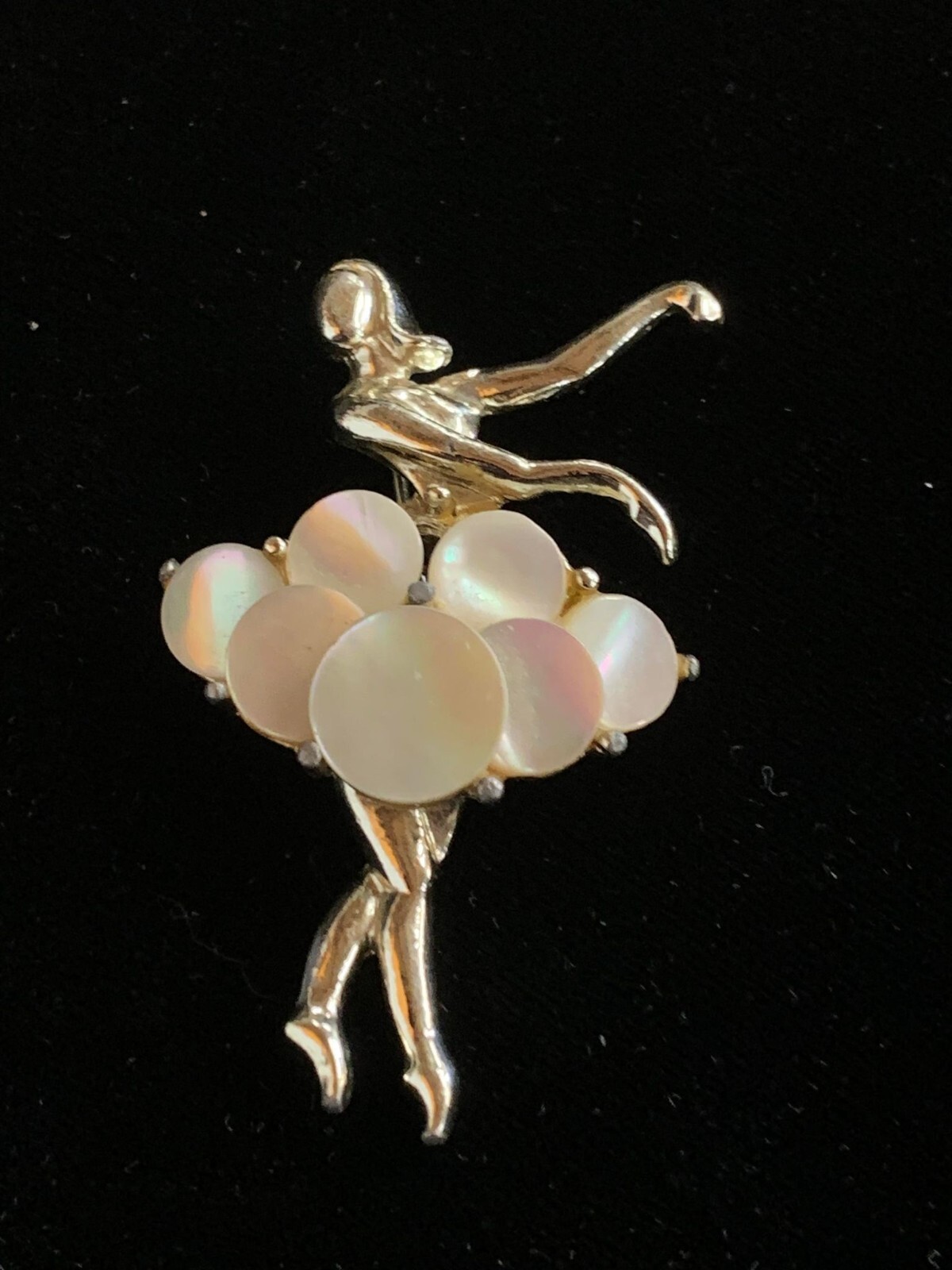 Vintage Ballerina Mother of Pearl Brooch Pin Gem