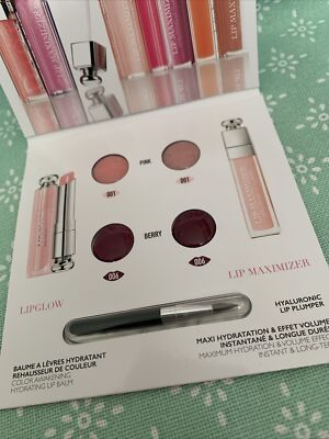 Dior Lip Glow Maximizer Balm 001 Pink 006 Berry Sample Card Plump 4 Shades