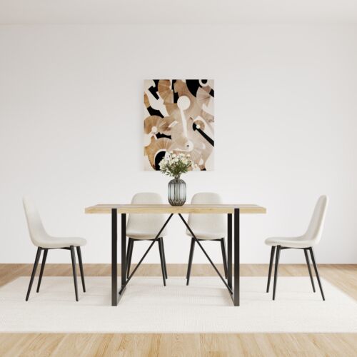 Modern For Dining Chair Set of 4 Linen Upholstered Spoon Shape Accent Chairs - Picture 5 of 12