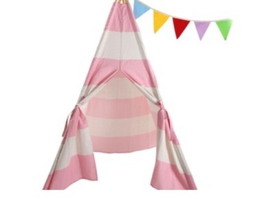 pink and white striped teepee