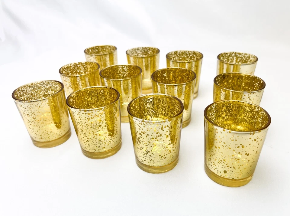 Candelabros de vidrio mercurio dorado decoración de fiesta, juego de 12 - ENVÍO GRATUITO Foto 2 de 4