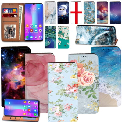 Leder Smart Cover Handyhülle passend für Huawei P20/P30/P40/P Smart Series Smartphones
