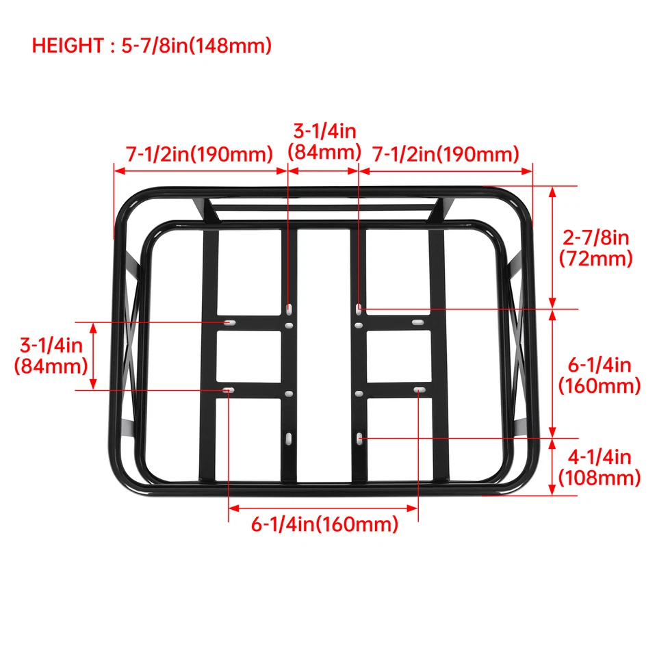 Electric Bike Rear Basket Rear Mount Bicycle Storage Basket for Most Bikes 464mm - Image 3 of 4