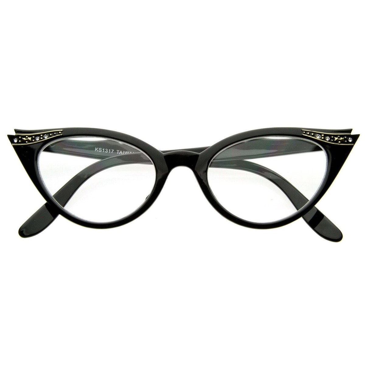 Vintage 1950s Fashion Clear Lens Glasses Rhinestones 8434 | eBay