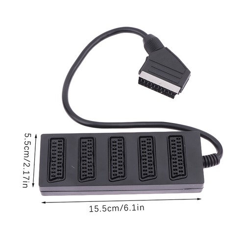 21Pin Scart 5 Way Splitter 21p Scart Male To 5 Female Adapter Connector - Photo 2/11